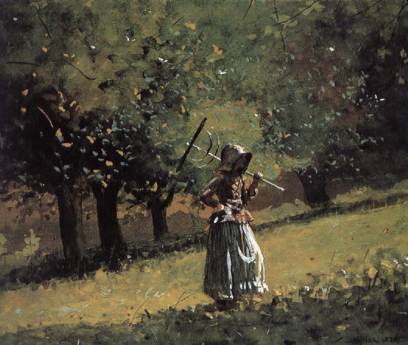 Winslow Homer Shoulder the rake bar girls Sweden oil painting art